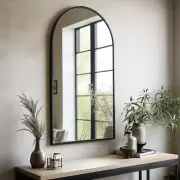 Arched Wall Mounted Mirror, 42"X24", Arch Black Mirror for Bathroom Vanity, Livi
