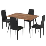 Dining Table and 4 Chairs Set Rectangle Metal