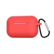 4Pcs Silicone Cases For Airpods Pro Earphones All-Round Protective Cover Headset Storage Box Shockproof Shell With Carabiner Red