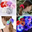 9x LED Light Up Scrunchies Neon Hair Ties Bands for Girls Glow in the Dark Party