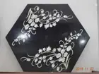 12" Black Marble Table Top Antique Design Inlay Work Dining Table Top