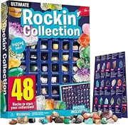 (advanced gem collection) - Dr. Daz Gem Collection 48pcs Rock Mineral Kit For Kids With Educational Identification Sheet Crystal Quartz Gemstones, Pyrite Stones