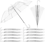 [lesolar] 12pcs Clear Wedding Umbrellas Stick Umbrellas,Bulk 37in Transparent Umbrella Dome See Through Umbrella Windproof Handle Semi-automatic for Bride Bridesmaid Party Photography Rain Snow Ceremony
