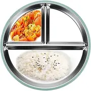 Divided Plates - Stainless Steel Kids Plates | Anti Fall Portion Control | with Divider | 3 Compartment Toddler Plate for Eating Training at Home School Daycare Or Outdoor Picnic Use