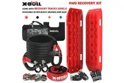 X-BULL 4X4 Recovery Kit Kinetic Recovery Rope Snatch Strap With 2PCS Recovery Tracks 4WD Gen2.0 Red