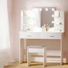 Dulcea LED Dressing Table Makeup Mirror and Stool Set White