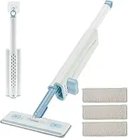Self Squeezing Mini Mop, Microfiber Portable Mini Mop Hand Wash Free Cleaning Mop with 4 Replacement Cloth Pad for Bathroom Kitchen Countertop Glass Walls Windows (Blue)
