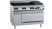 B+S Black Oven with Six Open Burners & 300mm Char Broiler Natural Gas