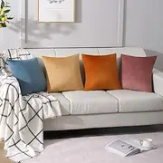 Mejinon Fall Pillow Covers 18x18 Set of 4,Throw Pillow Covers Cushion Cases,Soft Velvet Pillow Cases for Couch Living Room Bed Decoration