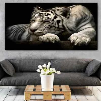 Black and White Tiger Lion Wall Art Canvas Painting Posters and Prints Picture