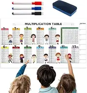 Multiplication Chart, Dry Erase Colored Workbook, Interactive Math Practice Tool, Small, Large, Reusable Learning Sheet, for Home Classroom School Travel, Long Lasting