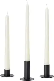 IMAGE 3PCS Set of Black Candle Holders, Decorative Metal Candlesticks for Taper Candles Tiered Heights 1/2/3inch for Home Décor and Wedding Black (Candle Excluded)