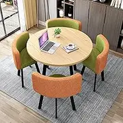 Modern Office Reception Room Club Table and Chair Set 1 Table 4 Chairs Living Room Table and Chair Combination for Home Bedroom Beige Color