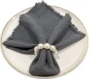 NC Imitation Pearl Beaded Napkin Rings Holder Set of 12,Rhinestone Serviette Rings Buckle Button for Dinner Table Decoration Parties Weddings Receptions Supplies for Everyday or Formal Decor