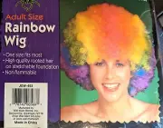 Rainbow color stretchy Halloween Clown wig NEW older