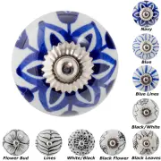 Door Knobs Ceramic Cupboard Drawer Pull Handle Floral Cabinet Knob 1/6/12/24PK