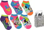 [Disney] Minnie Mouse Big Girls' No-Show Socks 6 Pack & Bag - 7 Piece Gift Set