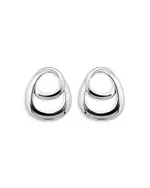 Aqua Double Interlocking Front Facing Hoop Earrings in Sterling Silver - Exclusive
