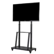 Adjustable Rolling TV Stand with 2-Tier Shelf - Super Strong Floor Mount