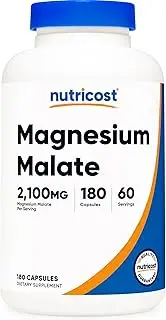Nutricost Magnesium Malate 2100mg, 180 Capsules - 2100mg of Magnesium Per Serving, 60 Servings - Vegetarian, Non-GMO, Gluten Free