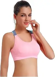 [Hiliby] Stretch Tops Tank Workout Fitness Bra Women Padded Seamless Yoga Sport Vest Top for Women Workout