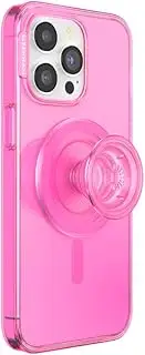 [PopSockets] iPhone 15 Pro Max Case with Round Phone Grip Compatible with MagSafe, Phone Case for iPhone 15 Pro Max, Wireless Charging Compatible - Baeby Pink Translucent