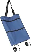 TOKIDNY Collapsible Grocery Cart with Wheels Portable Foldable Shopping Trolley Bag for Vegetables Fruits and Clothing Storage Space Saving Design Blue