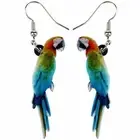 Macaws Parrot Bird Earrings Big Long Dangle Earring Tropic Studs Women's Jewelry