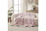Dreamaker Basketweave Faux Fur Heated Throw Blush Pink - 180x200cm