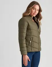 ROCKMANS - Womens - Jacket - Winter - Green - Puffer / Coat - Long Sleeve - Solid Khaki - Relaxed Fit - Casual Fashion - Office Wear - Work Clothes