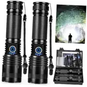 Rechargeable LED Flashlights High Lumens, 90,000 Lumens Super Bright Black