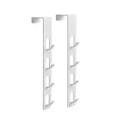 2 Pack Coat Hooks, 4 Layers Metal Hats Hanger, Strong Vertical 2 Pieces White