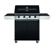 New Beefeater 1200 Series Black Enamel 4 Burner BBQ & Trolley w/ Side Burner, C