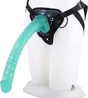 HGDTYRI Strap On Dildo 41cm Extra Long Silicone Strap-On Penis Removable Dildos with Strong Suction Cup 3 O-Rings Anal Dildo Sex Toys for Women Couples(B Green)