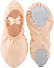 [LUCKYALC] Canvas Ballet Slippers Flats, Leather Soles Dance Shoes for Toddler Little Kid, Yoga Shoes for Dancing