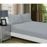 Super Soft Fitted Sheet & 2 Pillowcases Set - King Size Bed - Silver