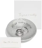 [PureRejuva] 10th Anniversary Tin Gifts – 4 In., Engraved, Aluminum Wedding Ring Holder Dish & Gift Box – 10 Year Anniversary for Him & 10 Year Anniversary for Her Textured Style
