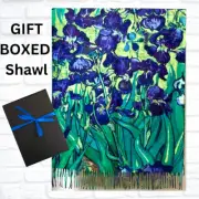 Vincent Van Gogh Irises Masterpiece Thick Soft Shawl/Wrap in Giftbox