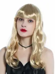 Women's Wig Carnival Long Lightweight Wavy Fringe Bright Blonde Golden Blonde