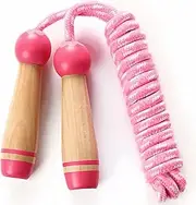 Double Dutch Long Jump rope - -Adjustable Cotton Braided Skipping Rope with Wooden Handle for Toddler Fitness Workout Exercise Outdoor Activity