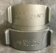 Aluminum Fire Hose Thread Adapter, 2.5" F.NST Swivel x 2 1/2" F.NPT Rocker Lug