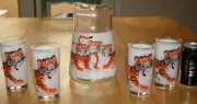 [LIBBEY / ESSO / EXXON] JUMBO GLASS PITCHARD & [#4] DRINK GLASSES, VINT (1960’s)