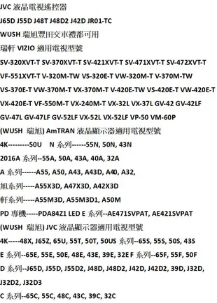 全新JVC WUSH瑞瑞軒VIZIO液晶電視遙控器V50V47V42V37V32E E55E47E42E37E  811