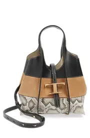 Tod's Mini T Timeless Shopping Bag Leather & Suede Tote