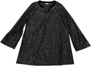 [Seta T] Women's Glitter Velvet Top V Neck Long Sleeve Metallic Tunic Blouse Loose Party Sparkle Shirt