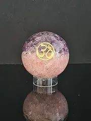 CRYSTAL HEAVEN ORGONITE Sphere with Amethyst & Rose Quartz Crystals with Copper, Used as Protection & Healing Crystal