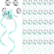 Lukmaa 30 Pcs Mini Tambourine Small Hand Tambourines Bulk with Flower Ribbon Bow Toddlers Metal Jingles Hand Held Percussion Bridal Shower Party Favors Guests Wedding Church Party (Blue)