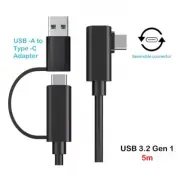 2-in-1 Type C to Dual Type C & Type A VR Headset Link Cable 3A Charge 5Gbps Data