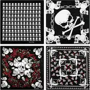 [Jetec] 4 Pcs Bandana for Men Cotton Squares Headwraps Pirate Skull Scarf Soft Lightweight Neckerchiefs Handkerchief