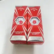 2 Callaway 3 Packs Of Red & White Truvis Chrome Soft Golf Balls 6 Balls Total